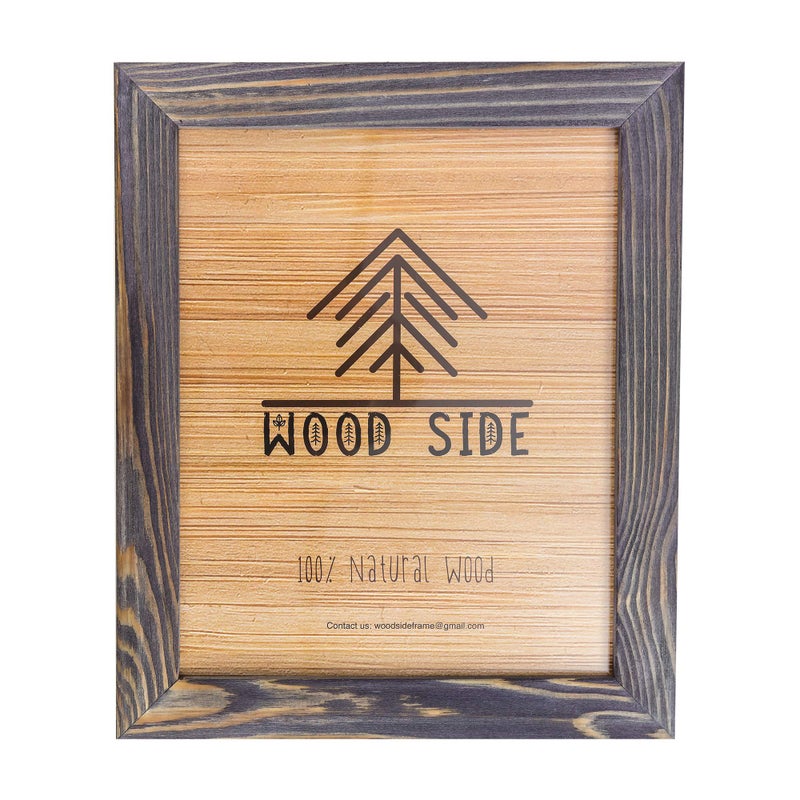 Woodside Rustic Wooden Picture Frame 11x14 Inch - Natural Solid Eco Wood for Wall Mounting Photo Frame - Old Dark Grey - Image 1